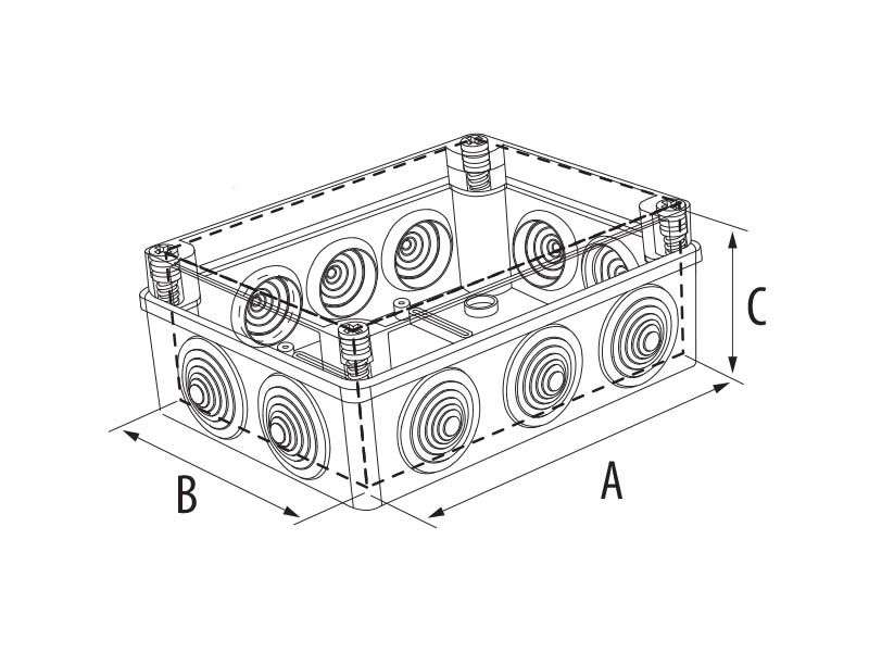 RAZVODNA OG KUTIJA SA 10 UVODNICA I VIJCIMA  155X155X80 IP55 SIVA