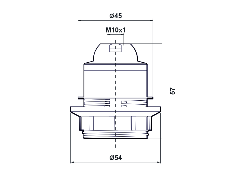 SIJALIČNO GRLO ALING E27 LUSTER KRATKO BEZVIJČNO ZA NAVOJ T180 12031.E CRNO
