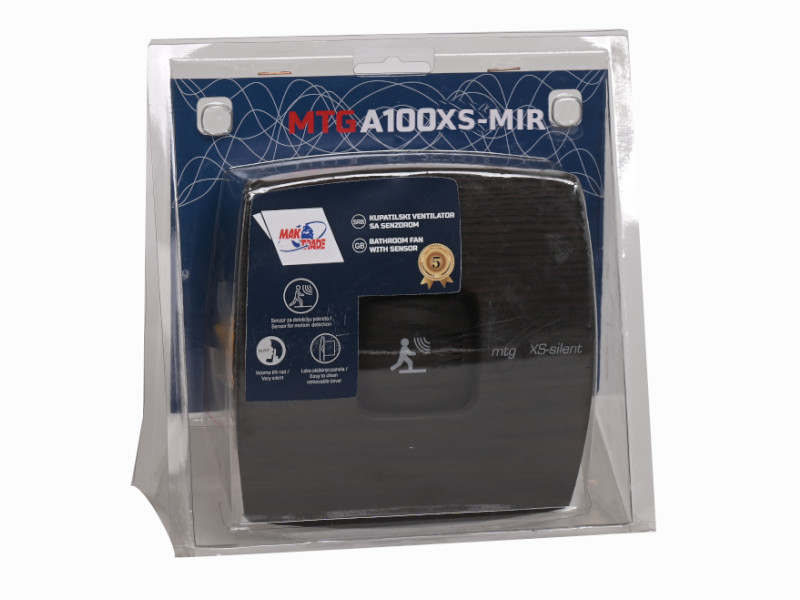 VENTILATOR KUPATILSKI SA MICROWAVE SENZOROM MTG A100XS-S-K TAMNO DRVO