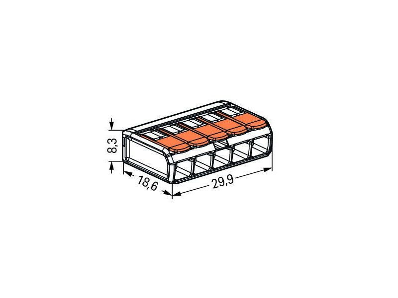 WAGO 221-415 KLEMA SA POLUGOM 5x0,2-4mm 450V/4kV/2 32A