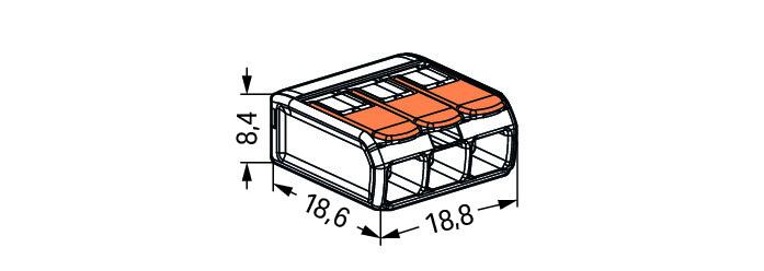 WAGO 221-413/995-012  KLEMA SA POLUGOM 3x0,2-4mm 450V/4kV/2 32A