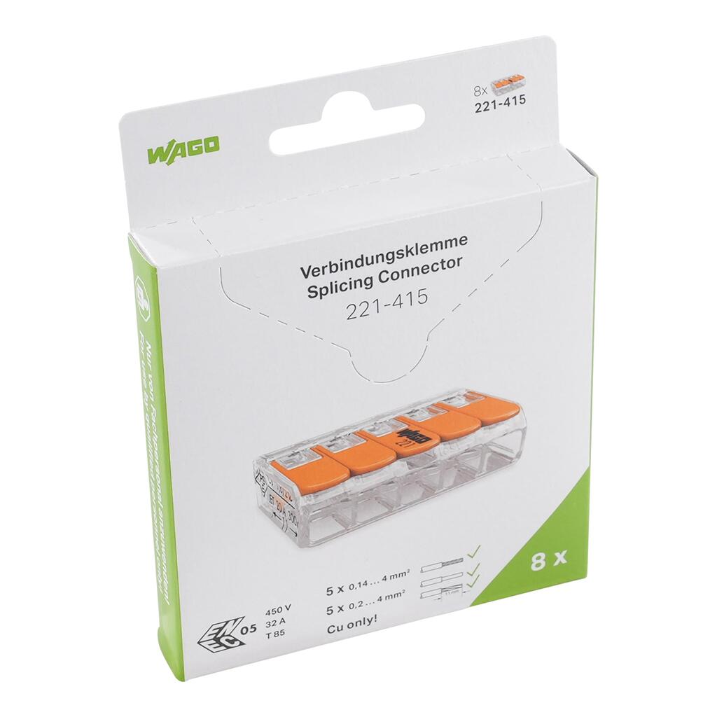 WAGO 221-415/995-008  KLEMA SA POLUGOM 5x0,2-4mm 450V/4kV/2 32A