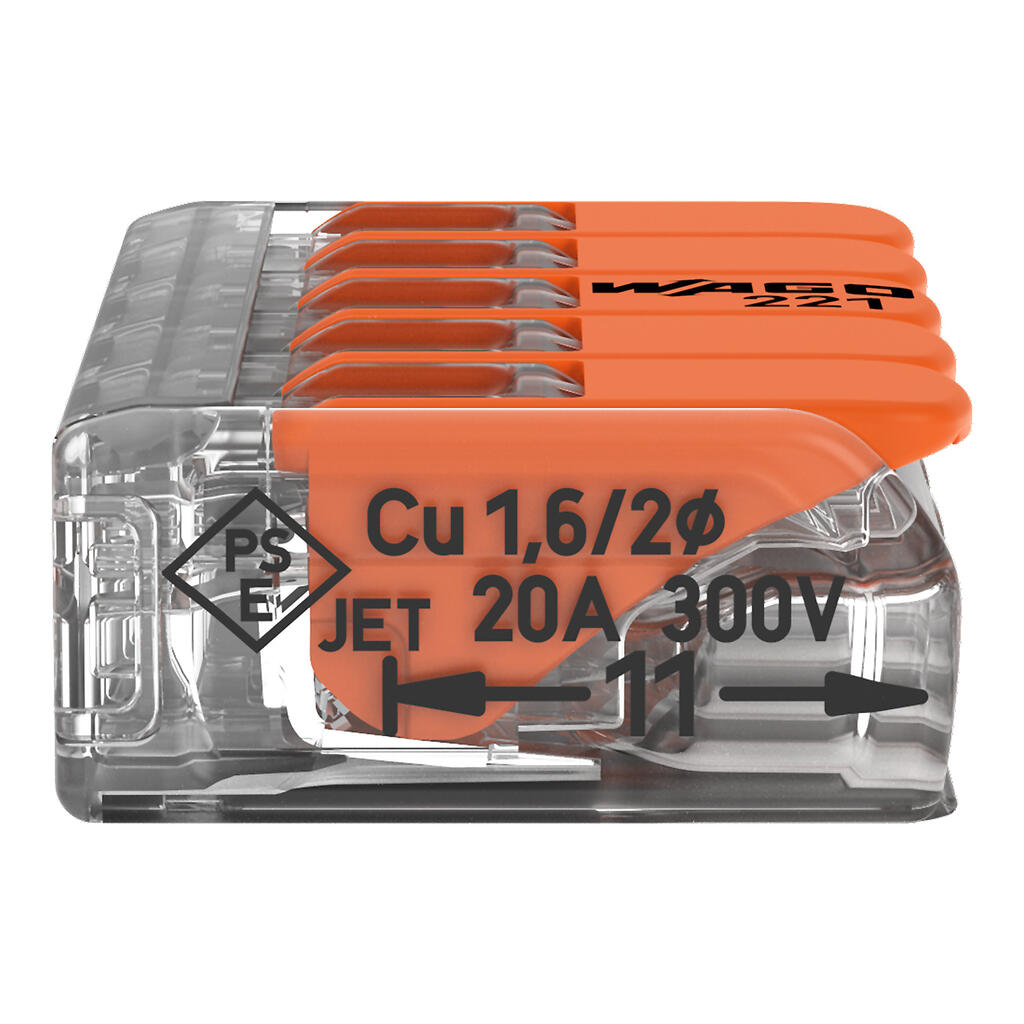 WAGO 221-415/995-008  KLEMA SA POLUGOM 5x0,2-4mm 450V/4kV/2 32A