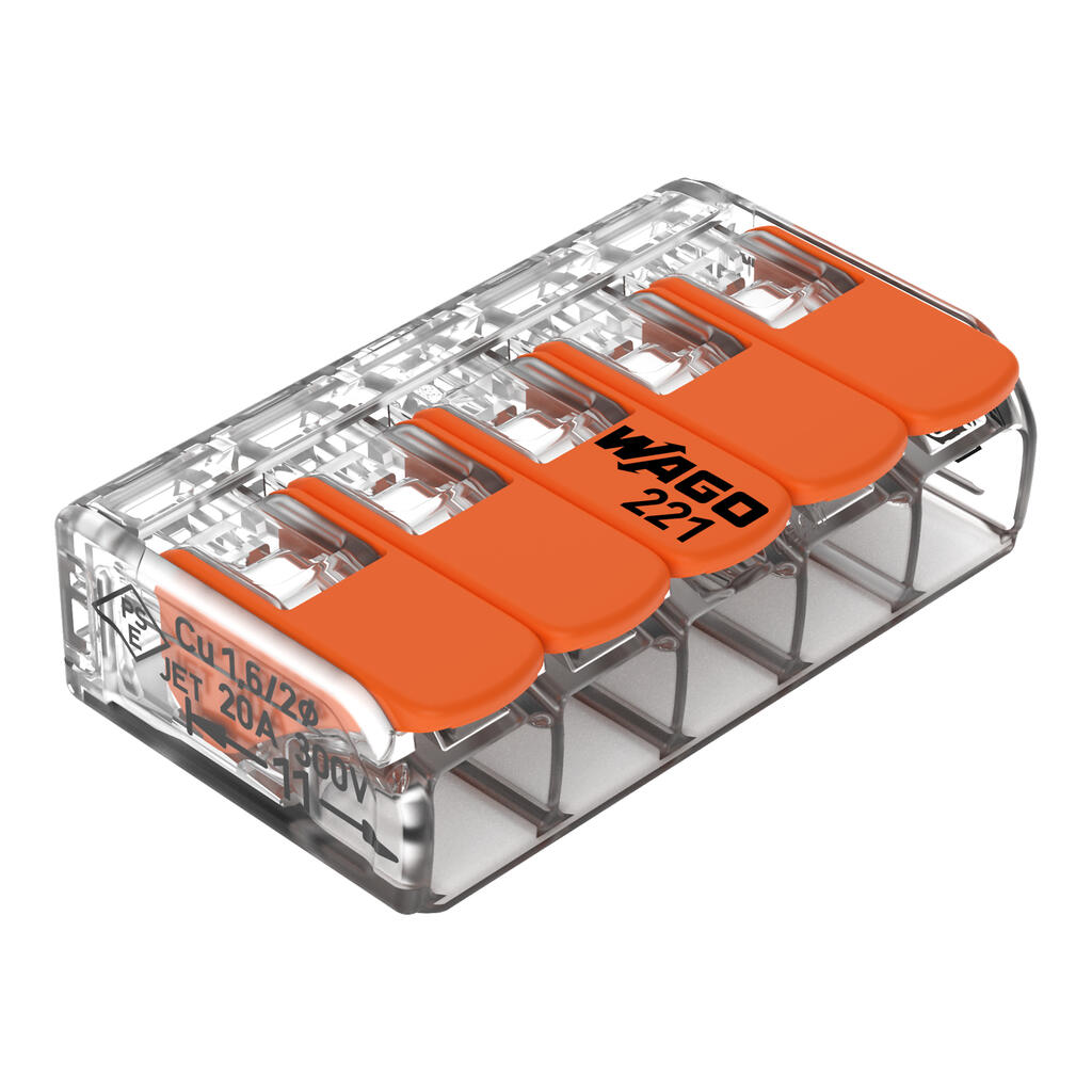 WAGO 221-415/995-008  KLEMA SA POLUGOM 5x0,2-4mm 450V/4kV/2 32A