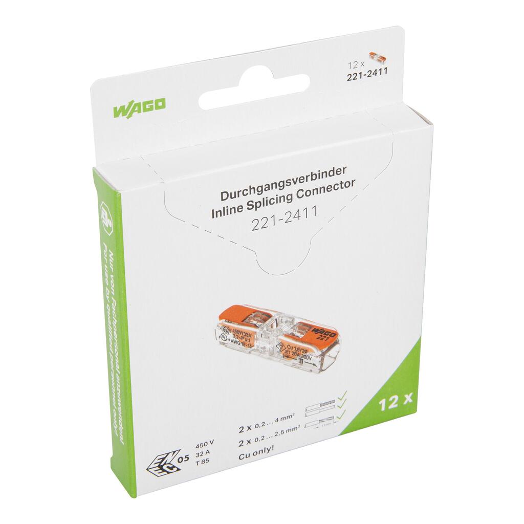 WAGO 221-2411/995-012  KLEMA SA POLUGOM PROLAZNA 2x0,2-4mm 450V/4kV/2 32A