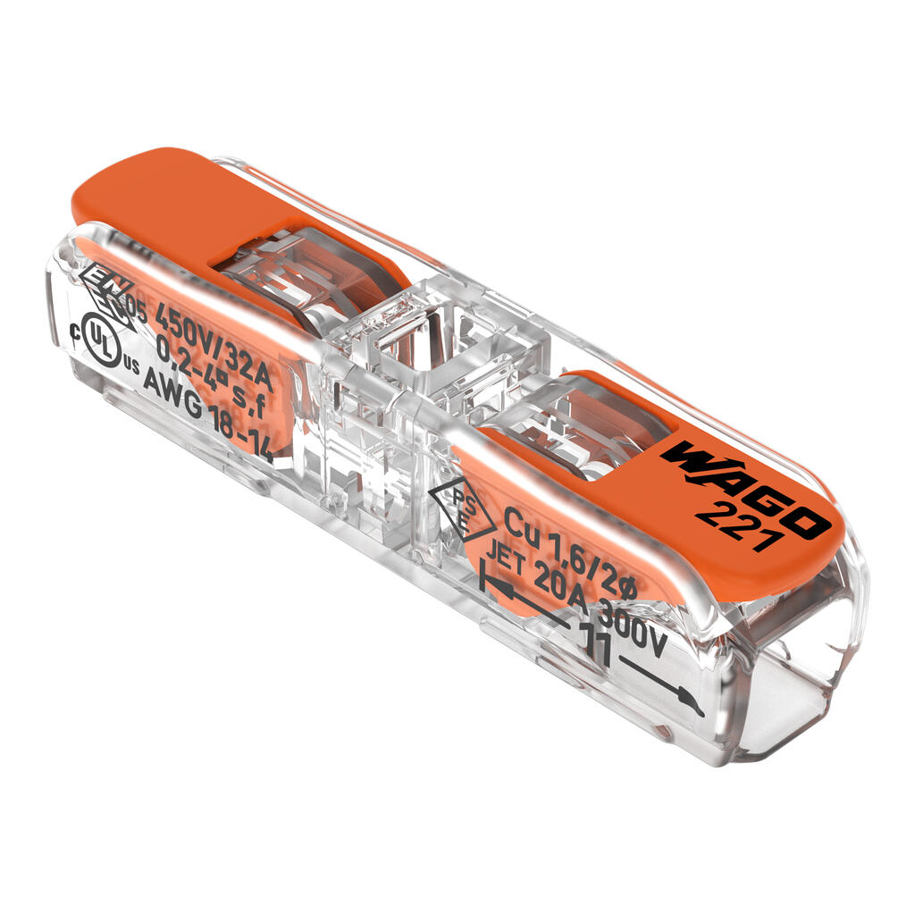 WAGO 221-2411/995-012  KLEMA SA POLUGOM PROLAZNA 2x0,2-4mm 450V/4kV/2 32A