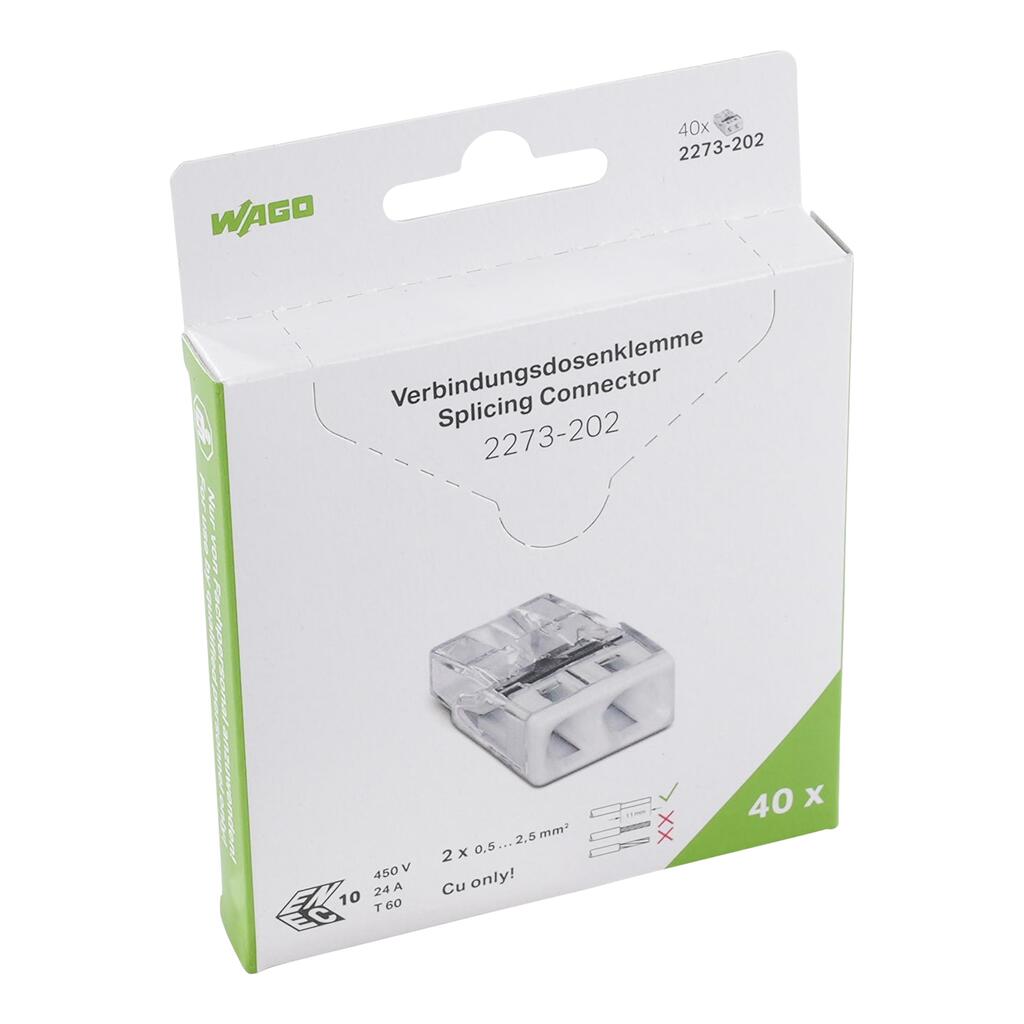 WAGO 2273-202/995-040  KLEMA 2x0,5-2,5mm 450V/4kV/2 24A BELA