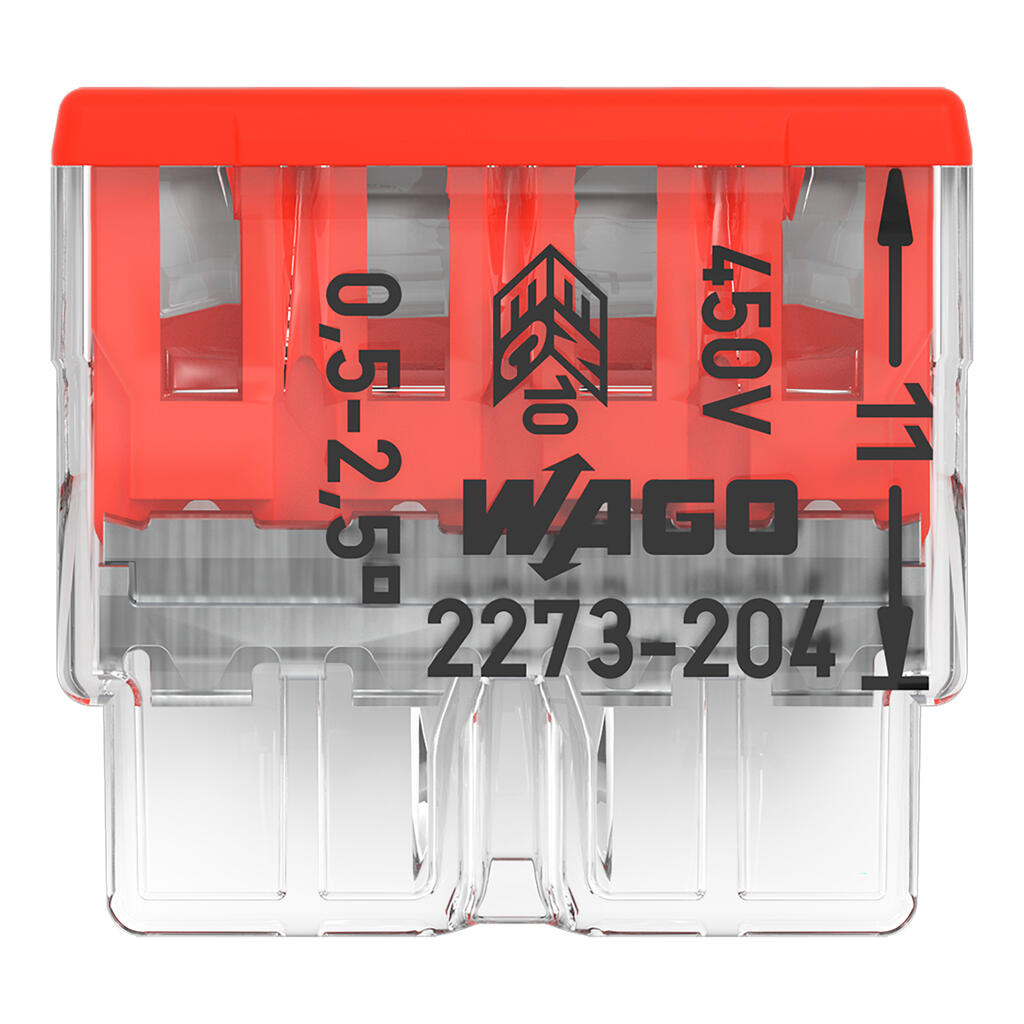 WAGO 2273-204/995-020  KLEMA 4x0,5-2,5mm 450V/4kV/2 24A CRVENA
