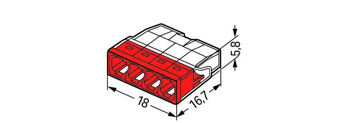 WAGO 2273-204/995-020  KLEMA 4x0,5-2,5mm 450V/4kV/2 24A CRVENA
