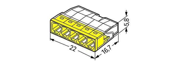 WAGO 2273-205/995-020  KLEMA 5x0,5-2,5mm 450V/4kV/2 24A ŽUTA