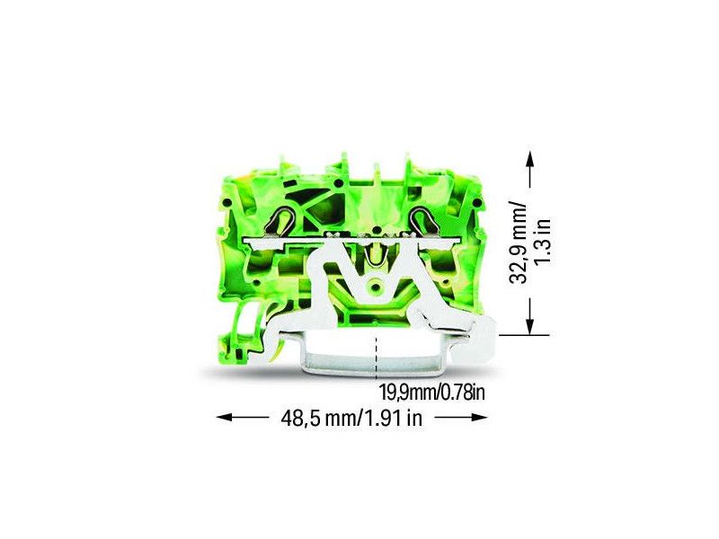 WAGO 2002-1207 REDNA STEZALJKA 0,25-2,5mm ŽUTO-ZELENA 800V/8kV/3 24A