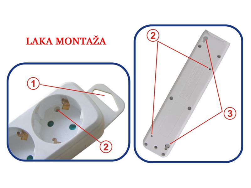 PRENOSNA PRIKLJUČNICA KB-RB-05L 3x1,00mm2 2m