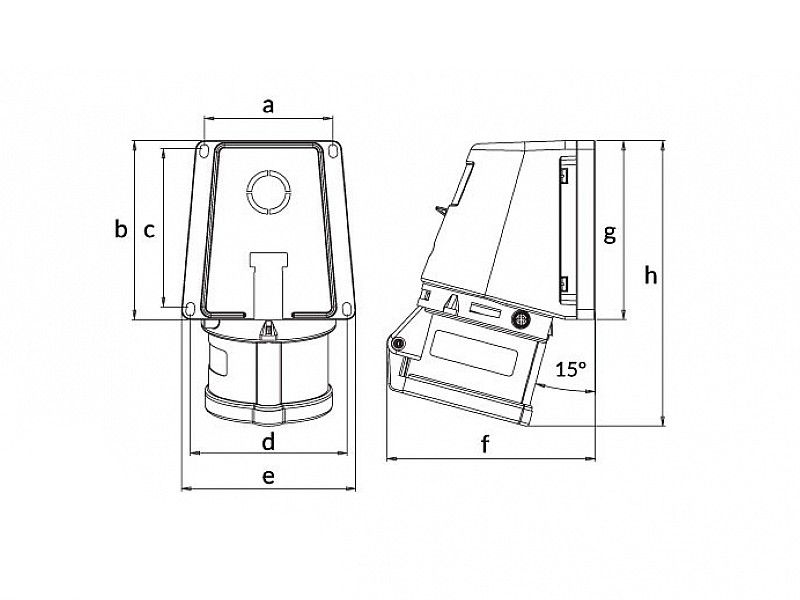 UTIČNICA ZIDNA UKO-UTO BEMIS IP44 16A 3P+E+N 380V BC1-1505-2535