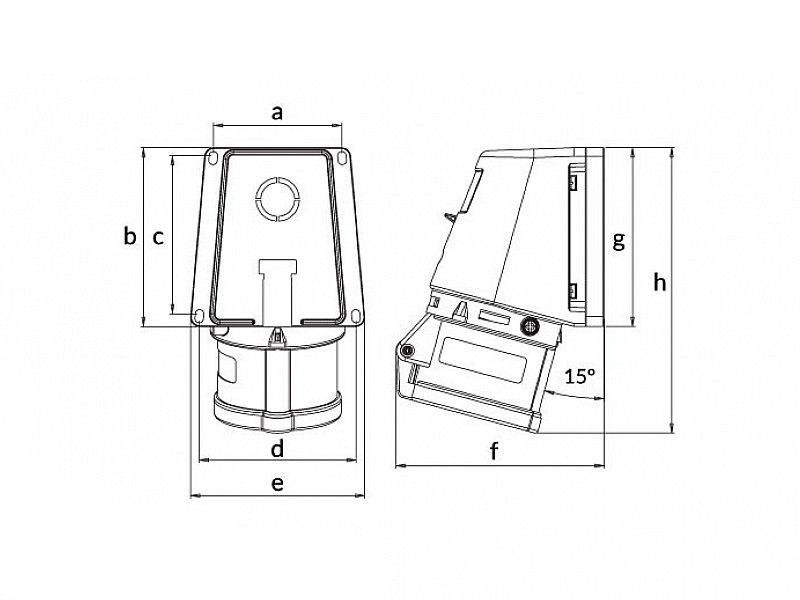 UTIČNICA ZIDNA UKO-UTO BEMIS IP44 32A 3P+E 380V BC1-3504-2535