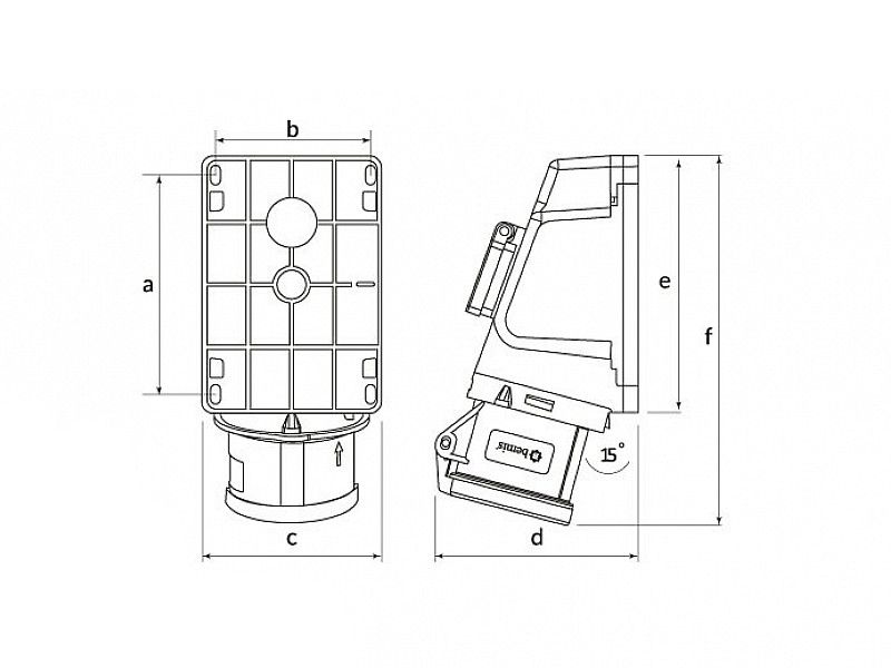 UTIČNICA ZIDNA UKO-UTO BEMIS IP44 32A 3P+E 380V SA UTIČNICOM BC1-3504-2537
