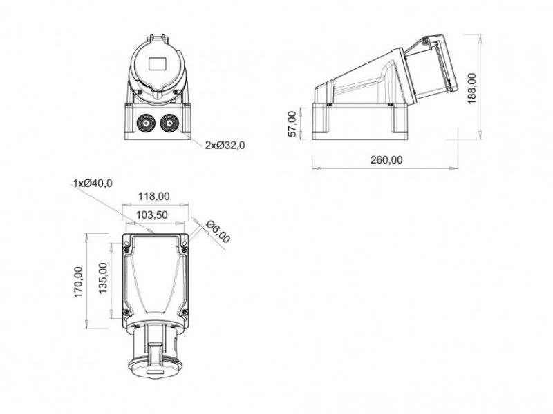 UTIČNICA ZIDNA UKO-UTO BEMIS IP44 63A 3P+E 380V BC1-4504-2535