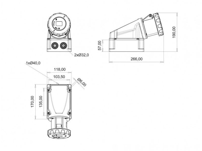 UTIČNICA ZIDNA UKO-UTO BEMIS IP67 63A 3P+E+N 400V BC1-4505-7535