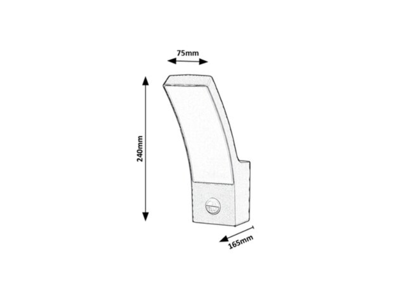 LAMPA ZIDNA LED 12W SA SENZOROM,ANTRACIT,IP44,800lm,3000K,RAB 7505
