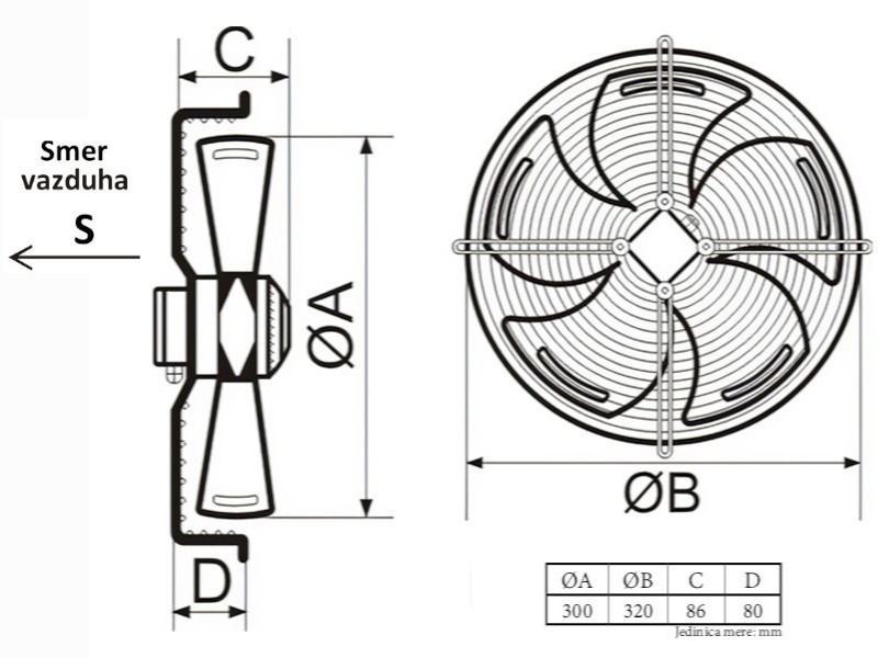 VENTILATOR AKSIJALNI fi 300 380V C YWF4D-300-S-92/35-G